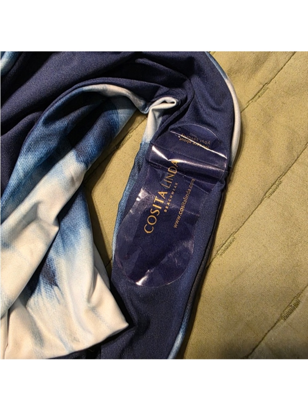 Cosita Linda NWT Swim Tie Dye Blue One Piece Size XL Shell Accent Swim Suit - Picture 5 of 7